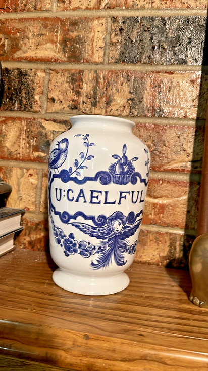 Eli Lilly Blue White Ceramic Apothecary Jar U:CAELFUL Portugal